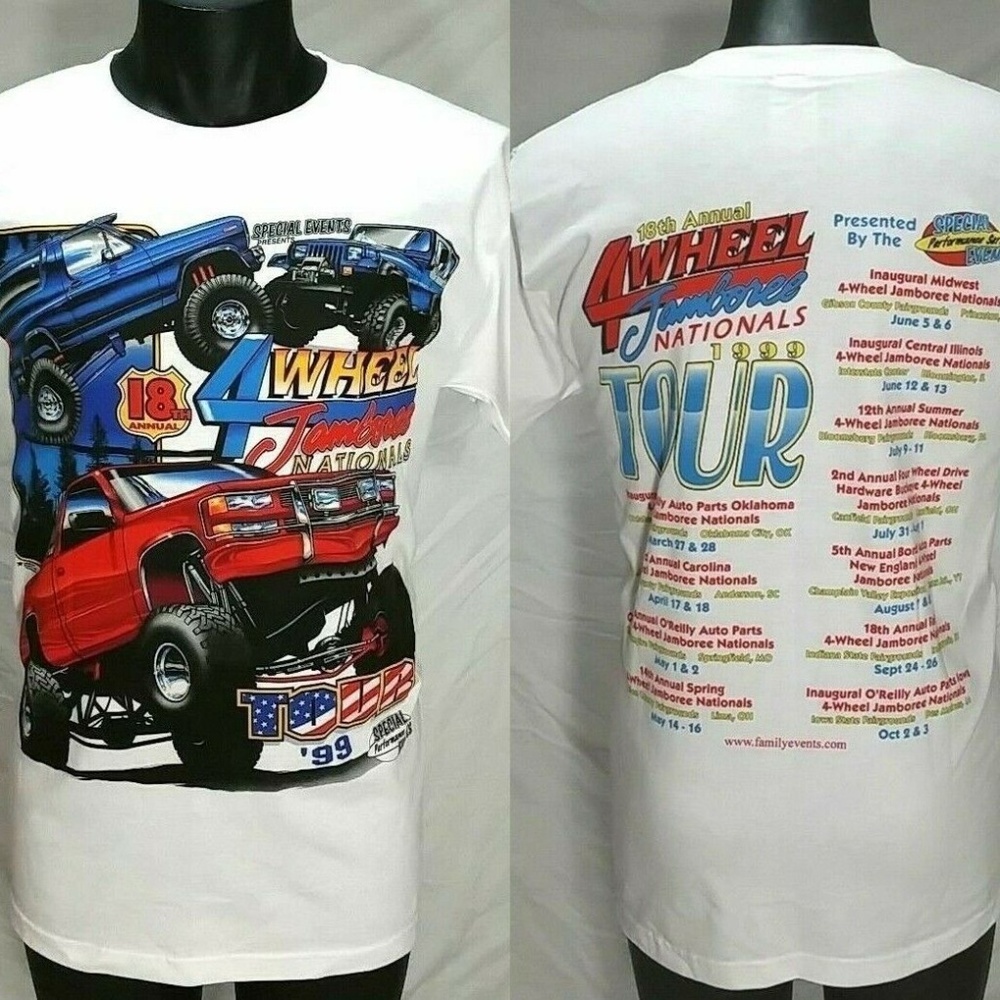Vintage 1999 4 Wheel Jamboree Nationals Tour Monster Truck Graphic T-Shirt Men M